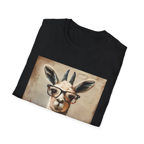 Charcoal cotton T-shirt featuring llama with books in regular fit design