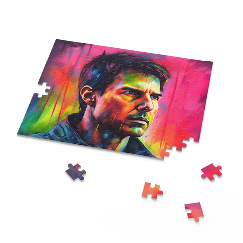 Neon Cruise Watercolor Puzzle with Tom Cruise in vibrant colors.