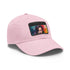 Neon watercolor baseball cap with light brown patch and rectangle shape.