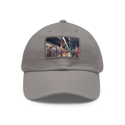 Vibrant watercolor New York City subway map themed baseball cap.
