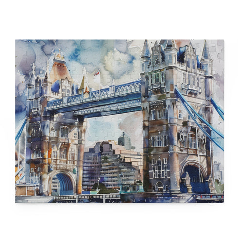 London Bridge watercolor puzzle, 10" x 8" (120 pcs) - Travel-themed jigsaw.