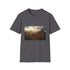Shambala City of Light watercolor tee in Charcoal Cotton.