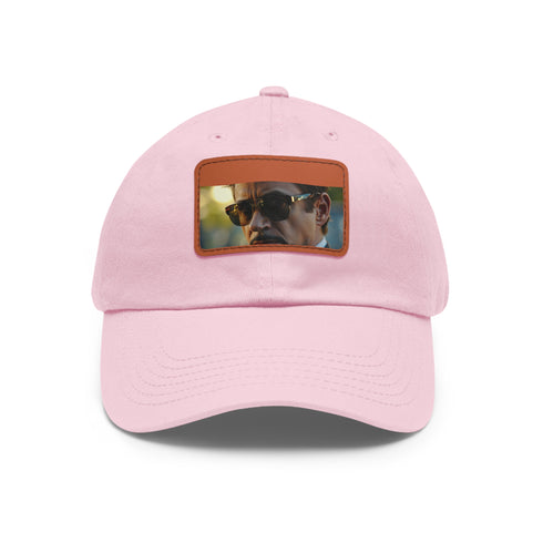 Iron Man inspired snapback cap in white with light brown patch