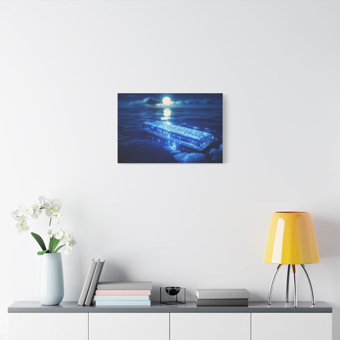 Glass Harmonica Floating in Moonlight Stretched Canvas Wall Art