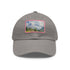 Stylish white cotton baseball cap with Swiss Alps watercolor design.