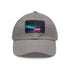 Neon watercolor charm baseball cap with white/light brown rectangle patch.