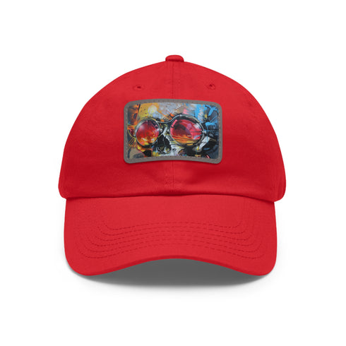 Graffiti street art baseball cap in white with light brown patch.