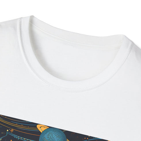 Charcoal cotton T-shirt with celestial stars and moons pattern regular fit