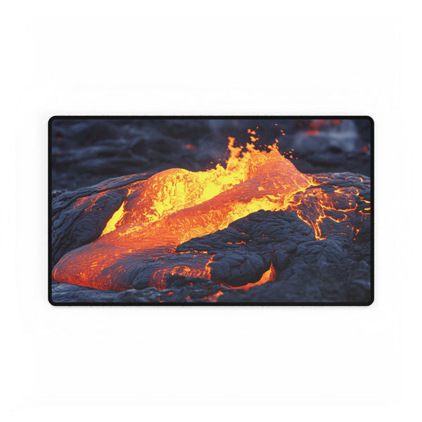 Lava Flowing from Floating Volcano ā XL & XXL Desk Mat ā Gaming & Workspace Desk Setup View