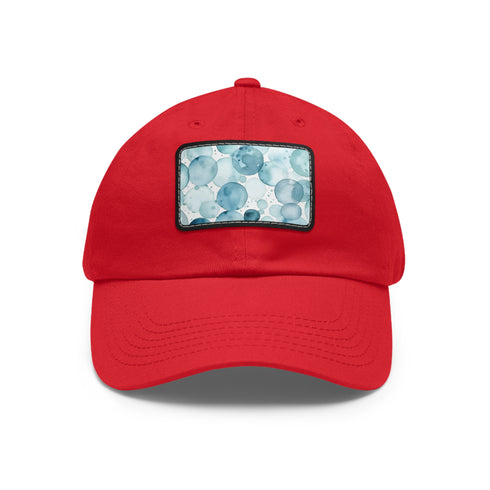White cotton baseball cap with ocean gaze pattern, unisex vegan hat.
