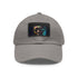 Neon watercolor baseball cap with light brown patch.