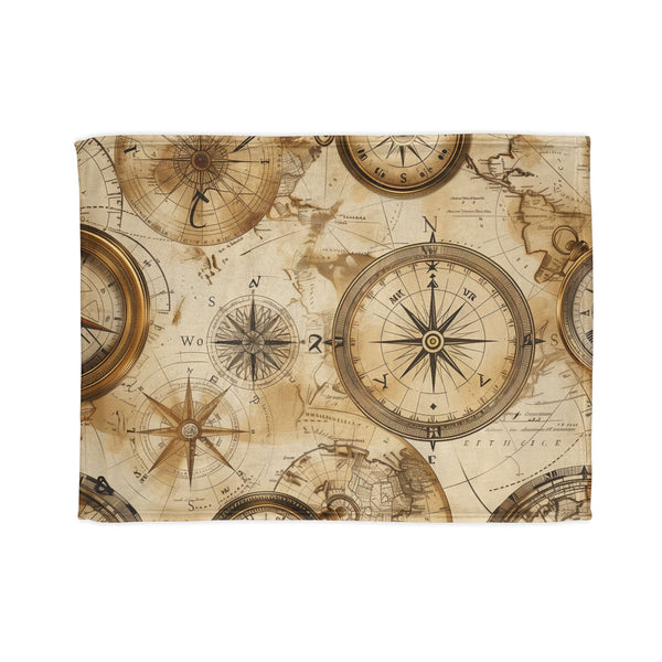 Vintage Cartography Explorer Maps Seamless Plush Fleece Throw Blanket - View 1 | Prints With Passion