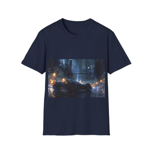 Gotham City Batmobile T-Shirt: Dark Knight's Charcoal Crew Neck Cotton Tee