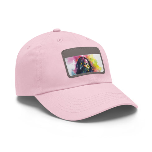 Neon Dreams Baseball Cap White Light Brown Patch Rectangle Unisex Vegan