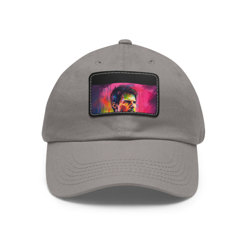 Neon watercolor baseball cap with white/light brown rectangle patch.