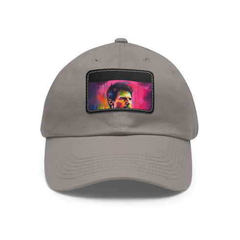 Neon Cruise Watercolor Baseball Cap in White with Light Brown Patch