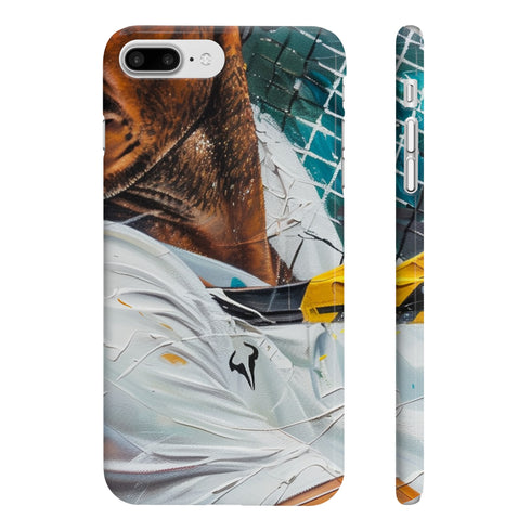 Slim glossy phone case featuring a dynamic portrait of a legendary athlete.