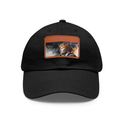 Ed Sheeran Watercolor Baseball Cap with Light Brown Patch .