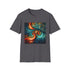Charcoal crew neck T-shirt with intricate fractal pattern and regular fit