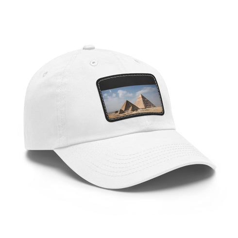 White cotton baseball cap with light brown rectangle patch.