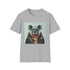 Charcoal cotton T-shirt with a hipster koala sipping tea design