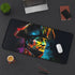 Watercolor neon desk pad with artistic Napoleon design for fall workspace.