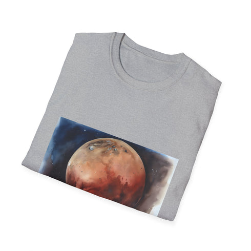 Red Planet Watercolor Hues T-Shirt in Charcoal, Size Small
