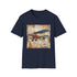 Charcoal cotton T-shirt with vintage airplane graphic capturing adventurous summer vibes