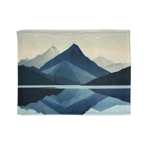 Minimalist mountain landscape Peak Perfection Blanket - Restful blue and green tones