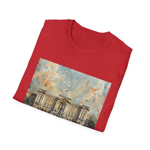 Watercolor Buckingham Palace T-Shirt, Charcoal, Crew Neck, Regular Fit.