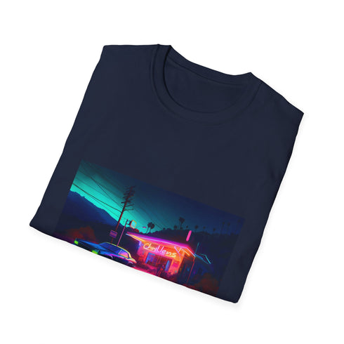 Charcoal crew neck cotton T-shirt with vibrant neon Cillian Murphy graphic