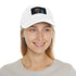 Neon fusion watercolor baseball cap in white with light brown patch.
