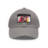Neon watercolor cap featuring Hugh Jackman, white with light brown patch.