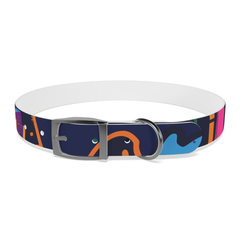 Neon Graffiti Dog Collar: Vibrant Urban Style Statement for M Black Onyx Dogs