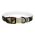 Abstract art deco dog collar, size M in Black Onyx for stylish pups.