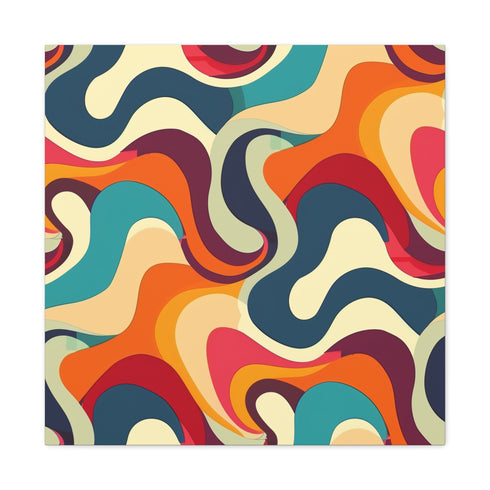 Vibrant retro waves canvas print with bold seamless pattern in eye-catching colors.