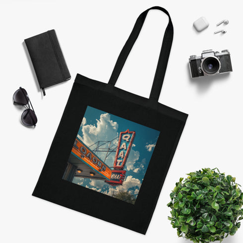 Classic Diner Tote Bag black cotton DTG retro-inspired vintage diner design