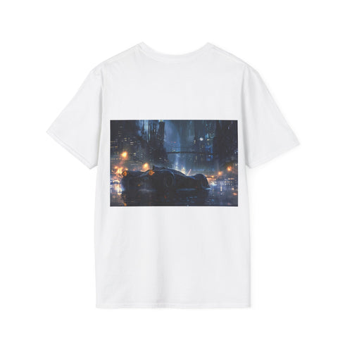 Gotham City Batmobile T-Shirt: Dark Knight's Charcoal Tee for Summer.