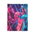 Origami Dragon over a Neon Grid Plush Fleece Throw Blanket