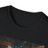 Charcoal cotton T-shirt with vibrant Asian night market print