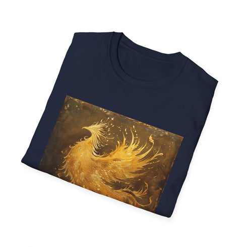 Mythical phoenix rising from ashes graphic charcoal t-shirt.