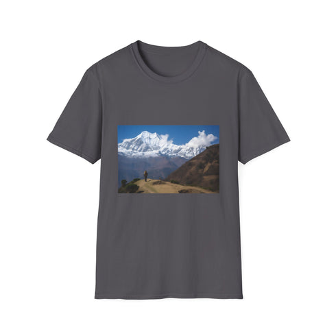 Pathways to Serenity in the Himalayas Embrace T-Shirt Charcoal Regular Fit