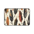 Bohemian feather desk mat in earthy tones for stylish workspaces.