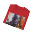 Charcoal cotton T-shirt with vibrant Thanos portrait in regular summer fit