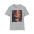 Charcoal cotton T-shirt with Kylie Jenner's vibrant portrait in bold colors