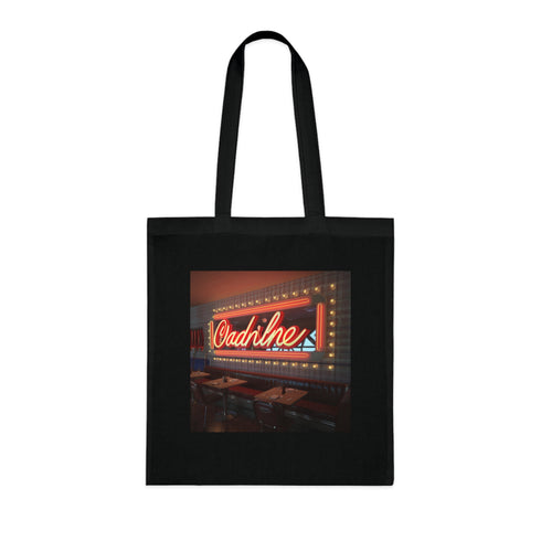 Vintage diner sign black cotton tote bag - retro style.