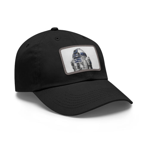 White Galactic Droid Cotton Hat with Light Brown Rectangle Patch