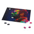 George Michael neon jigsaw puzzle with vibrant watercolor design.