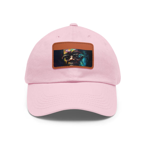 Neon watercolor baseball cap with light brown rectangle patch.