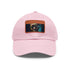 Neon watercolor baseball cap with light brown rectangle patch.